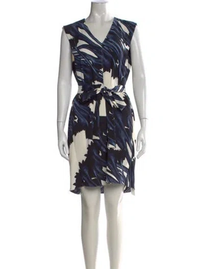 Pre-owned Halston Heritage Printed Knee-length Dress In Neutral