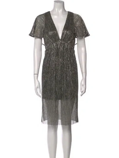 Pre-owned Halston Heritage Printed Knee-length Dress In Silver