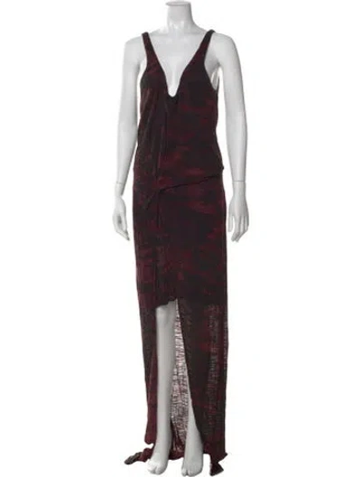 Pre-owned Halston Heritage Printed Long Dress In Black