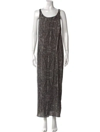 Pre-owned Halston Heritage Printed Long Dress In Black