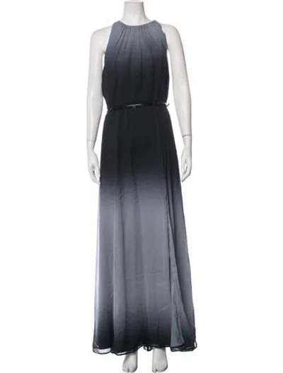 Pre-owned Halston Heritage Printed Long Dress In Blue
