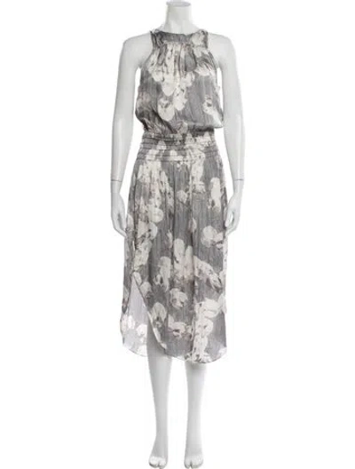 Pre-owned Halston Heritage Printed Long Dress In Gray