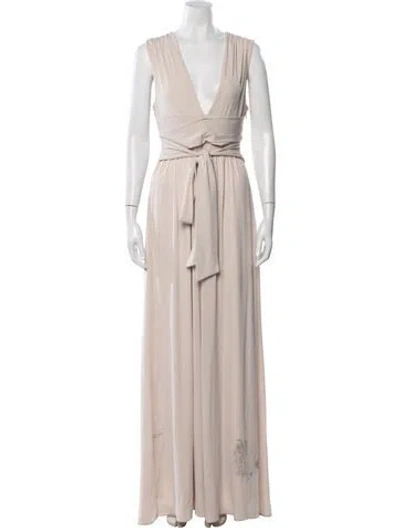 Pre-owned Halston Heritage Printed Long Dress In Neutral