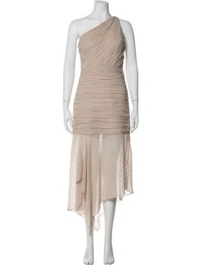 Pre-owned Halston Heritage Printed Midi Length Dress In Gold