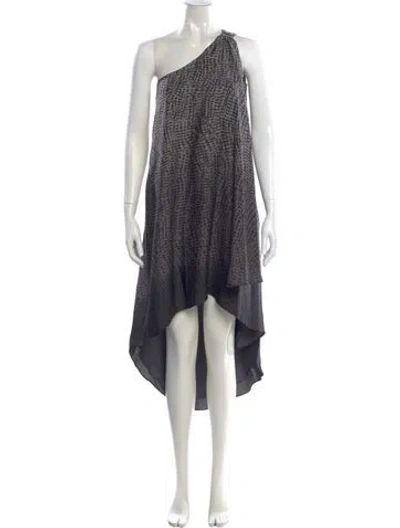 Pre-owned Halston Heritage Printed Midi Length Dress In Gray