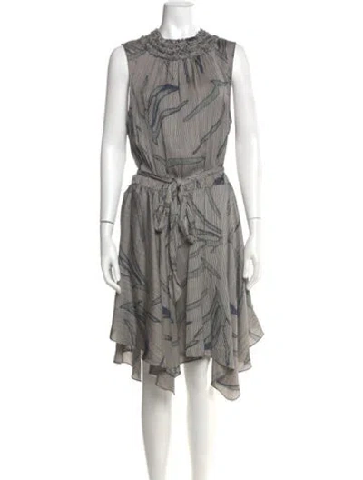 Pre-owned Halston Heritage Printed Midi Length Dress In Gray