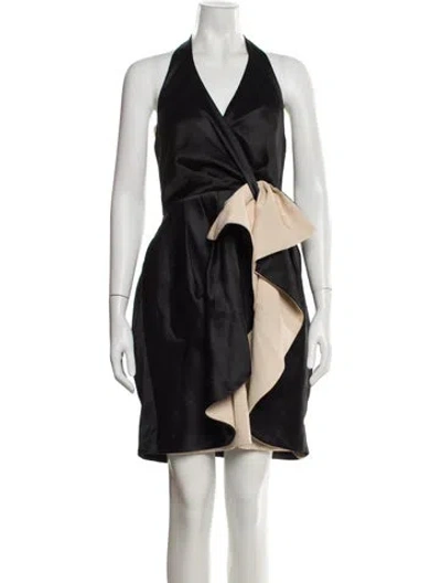 Pre-owned Halston Heritage Printed Midi Length Dress W/ Tags In Black