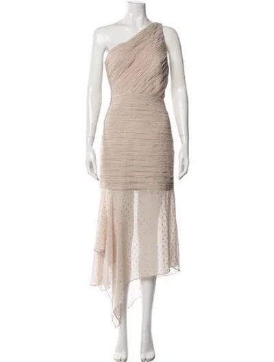 Pre-owned Halston Heritage Printed Midi Length Dress W/ Tags In Gold/neutrals