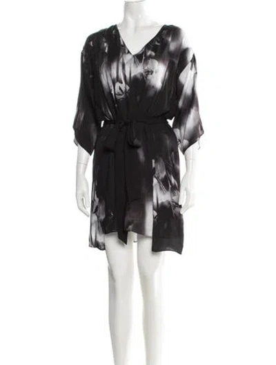 Pre-owned Halston Heritage Printed Mini Dress In Black