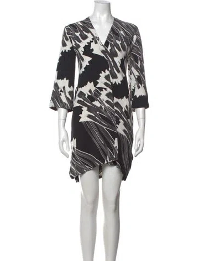 Pre-owned Halston Heritage Printed Mini Dress In Black