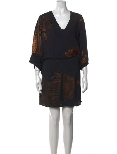 Pre-owned Halston Heritage Printed Mini Dress In Black