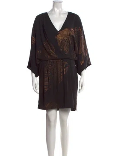 Pre-owned Halston Heritage Printed Mini Dress In Black