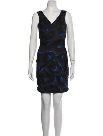 Pre-owned Halston Heritage Printed Mini Dress In Black