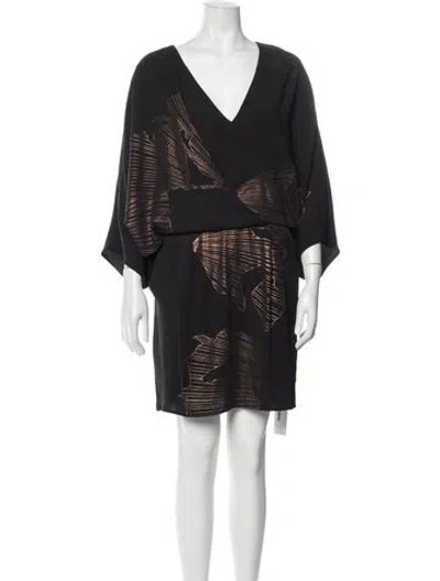 Pre-owned Halston Heritage Printed Mini Dress In Black