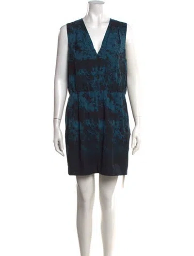 Pre-owned Halston Heritage Printed Mini Dress In Blue