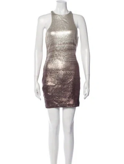 Pre-owned Halston Heritage Printed Mini Dress In Brown