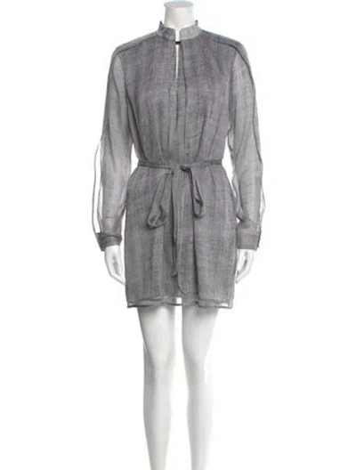 Pre-owned Halston Heritage Printed Mini Dress In Gray