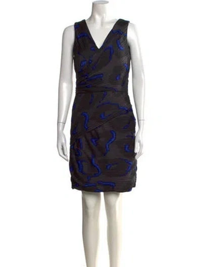 Pre-owned Halston Heritage Printed Mini Dress In Grey
