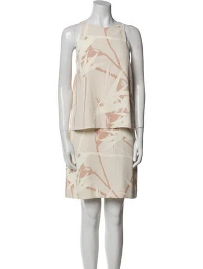 Pre-owned Halston Heritage Printed Mini Dress In Neutral