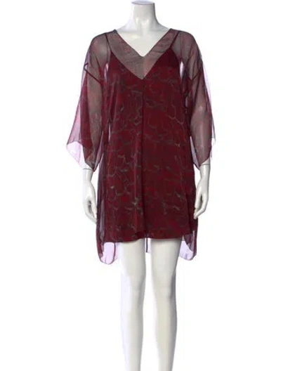Pre-owned Halston Heritage Printed Mini Dress In Red