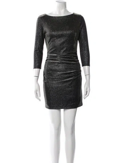 Pre-owned Halston Heritage Printed Mini Dress W/ Tags In Black