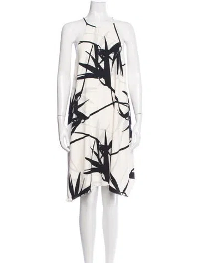 Pre-owned Halston Heritage Printed Mini Dress In White