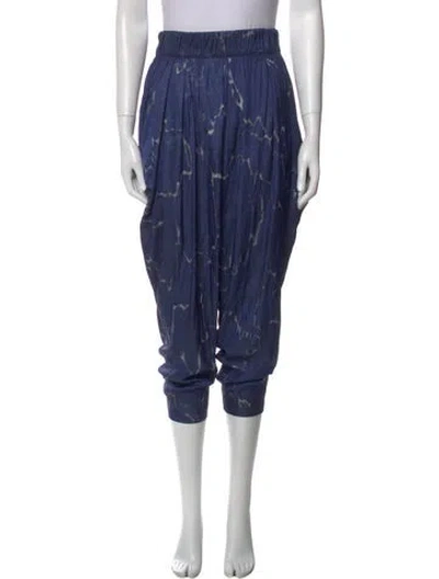 Pre-owned Halston Heritage Printed Skinny Leg Pants In Blue