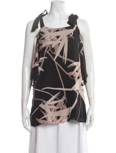 Pre-owned Halston Heritage Printed Square Neckline Top In Black