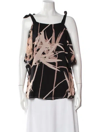 Pre-owned Halston Heritage Printed Square Neckline Top In Gray