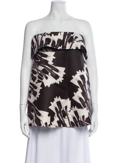 Pre-owned Halston Heritage Printed Strapless Top In Multi