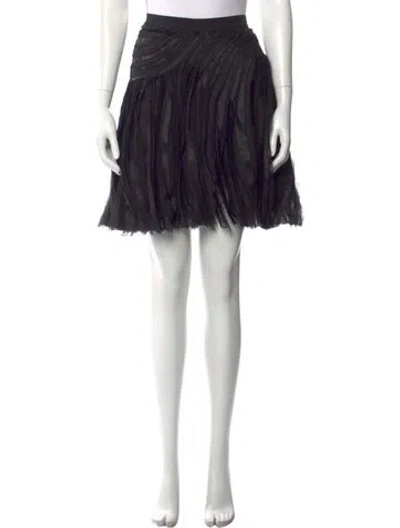 Pre-owned Halston Heritage Raw-edge Trim Knee-length Skirt In Black