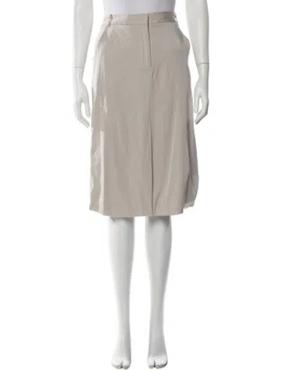 Pre-owned Halston Heritage Satin Knee-length Skirt In Neutral