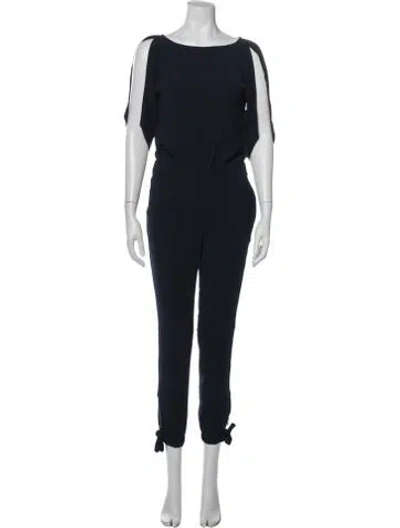 Pre-owned Halston Heritage Scoop Neck Jumpsuit In Blue