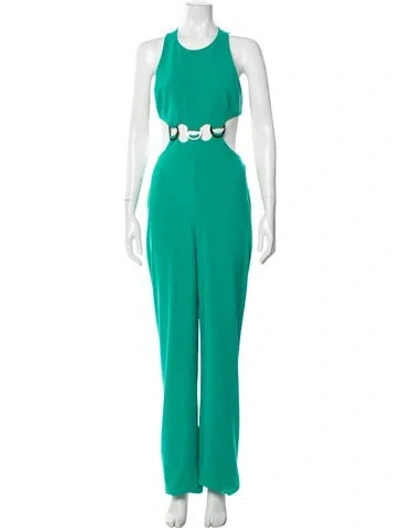 Pre-owned Halston Heritage Scoop Neck Jumpsuit In Green