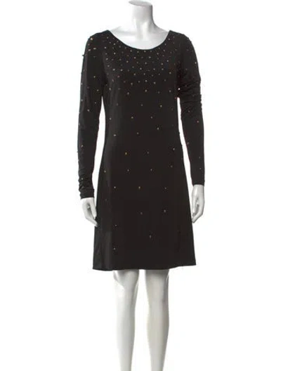 Pre-owned Halston Heritage Scoop Neck Knee-length Dress In Black