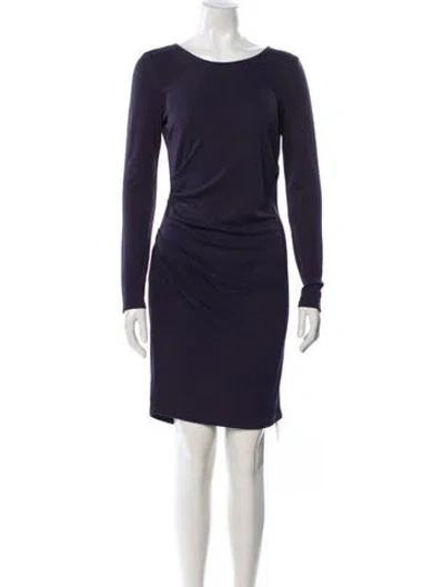 Pre-owned Halston Heritage Scoop Neck Knee-length Dress In Blue