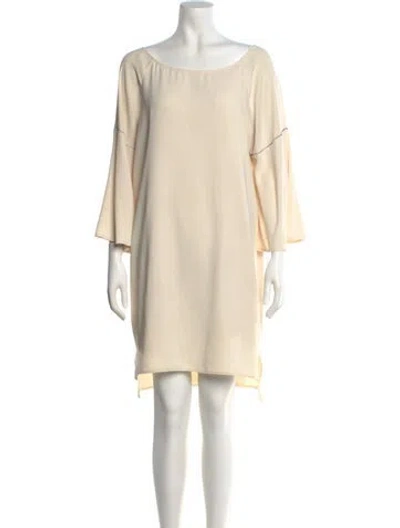 Pre-owned Halston Heritage Scoop Neck Knee-length Dress In Neutral
