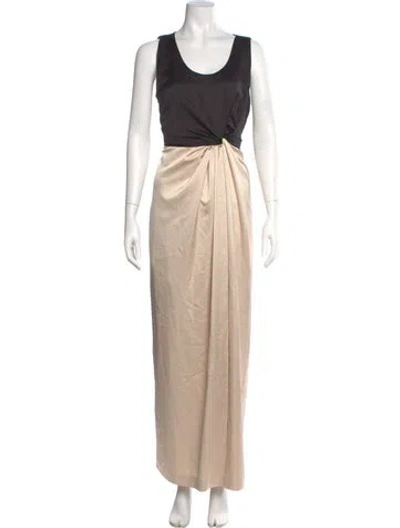 Pre-owned Halston Heritage Scoop Neck Long Dress In Black