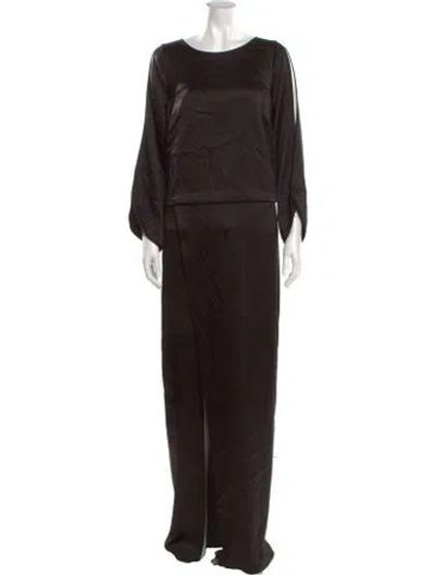 Pre-owned Halston Heritage Scoop Neck Long Dress In Black