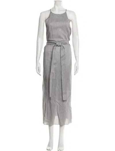Pre-owned Halston Heritage Scoop Neck Long Dress In Gray