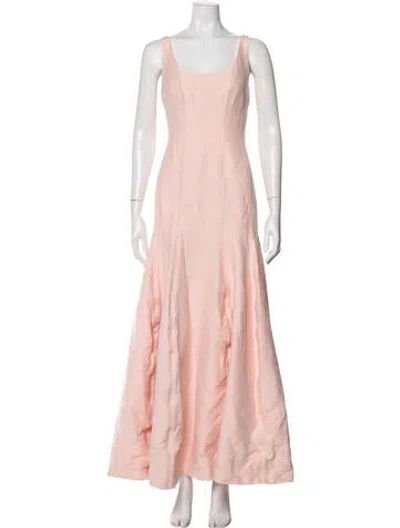 Pre-owned Halston Heritage Scoop Neck Long Dress In Neutral