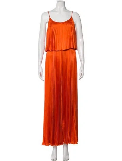 Pre-owned Halston Heritage Scoop Neck Long Dress In Orange