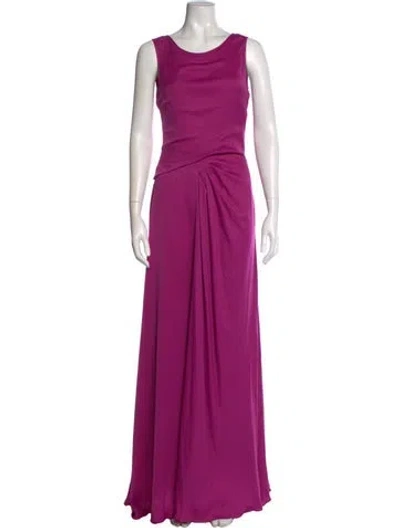 Pre-owned Halston Heritage Scoop Neck Long Dress In Purple