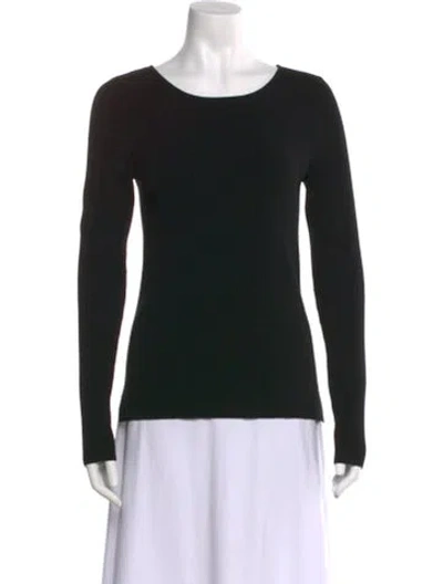 Pre-owned Halston Heritage Scoop Neck Long Sleeve Top In Black