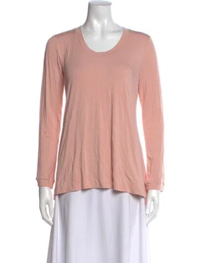 Pre-owned Halston Heritage Scoop Neck Long Sleeve Top In Pink