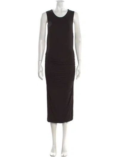 Pre-owned Halston Heritage Scoop Neck Midi Length Dress In Black