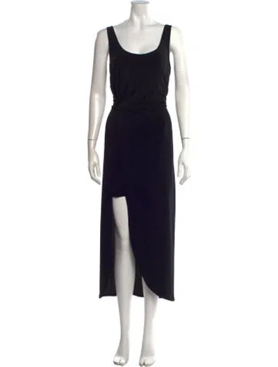 Pre-owned Halston Heritage Scoop Neck Midi Length Dress In Black