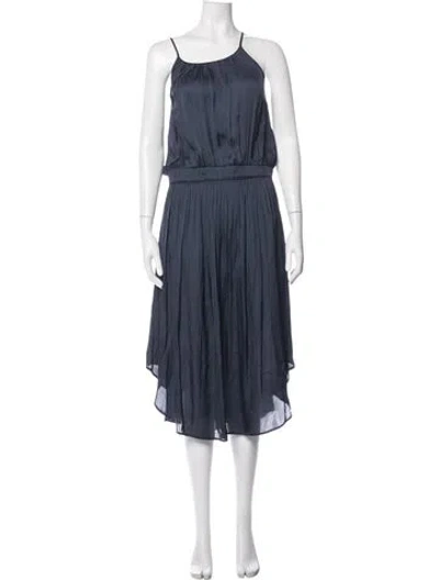 Pre-owned Halston Heritage Scoop Neck Midi Length Dress In Blue
