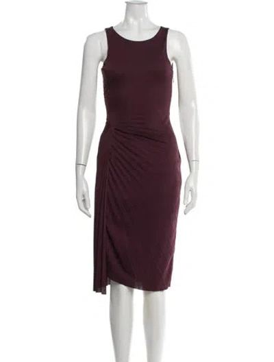 Pre-owned Halston Heritage Scoop Neck Midi Length Dress In Burgundy