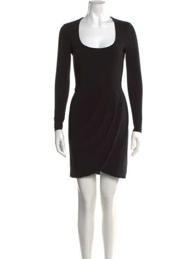 Pre-owned Halston Heritage Scoop Neck Mini Dress In Black